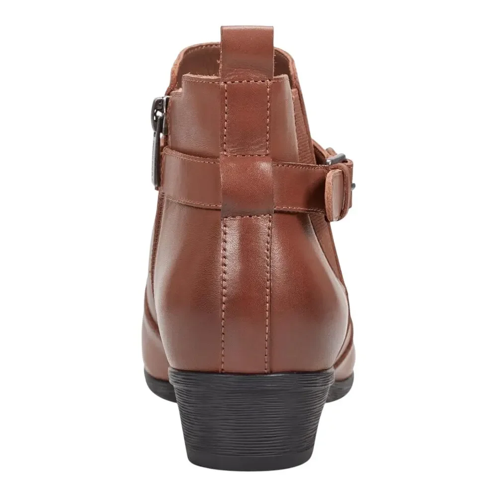 Rockport Women's Chole Leather Buckled Strap Booties Brown Size 7 1/2 W